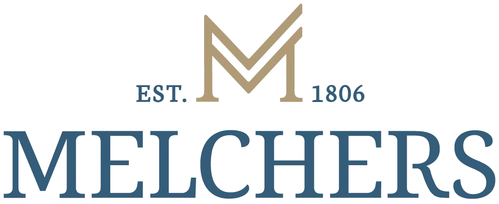 Melchers logo in gold and blue colours for Melchers Vietnam